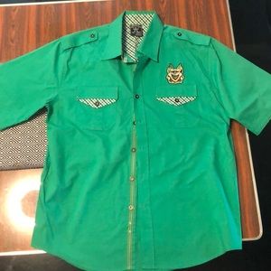 Avirex green button down